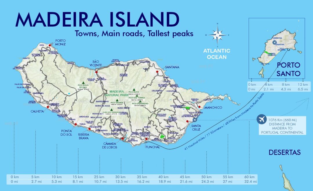 Mapa das Ilhas da Madeira