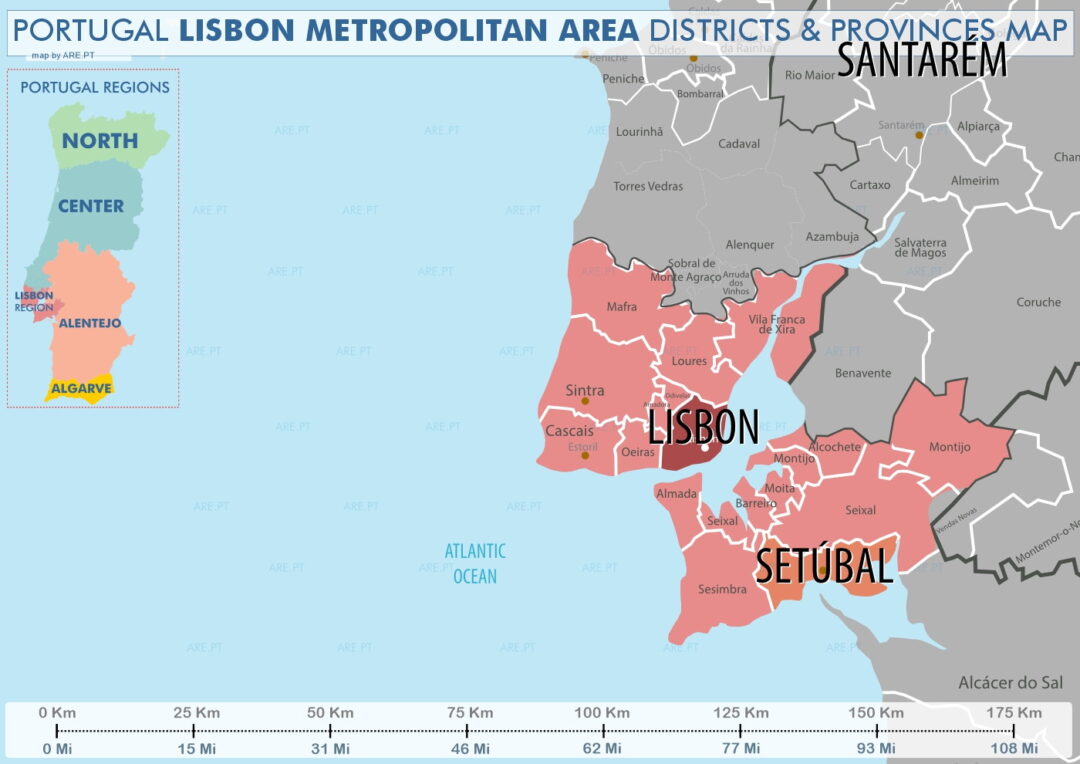 A região de Lisboa é conhecida como Área Metropolitana de Lisboa. É composta por duas sub-regiões, a Grande Lisboa e a Península de Setúbal
